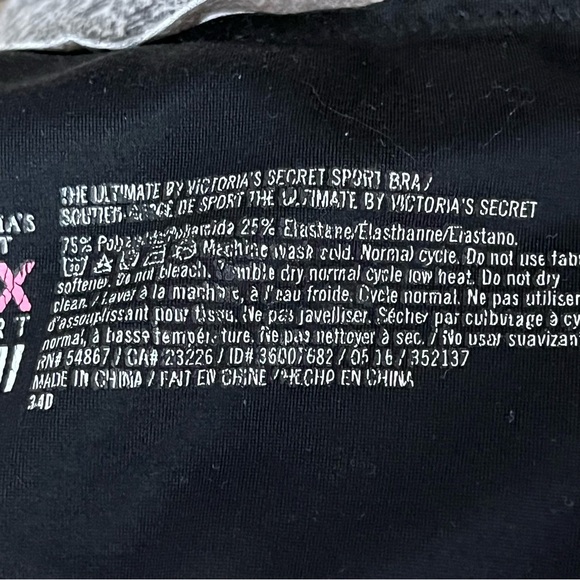 Victoria’s Secret VSX Marled Grey Sports Bra 34D Medium Support Strappy Athletic - Picture 5 of 7